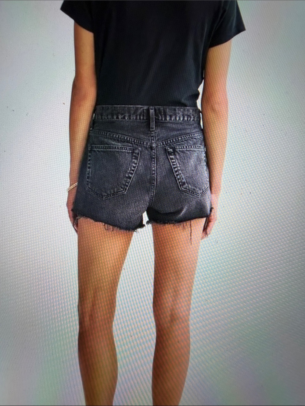 AGOLDE sz 31 Parker Black Vintage Cut-Off Denim Short- high-rise, relaxed-fit